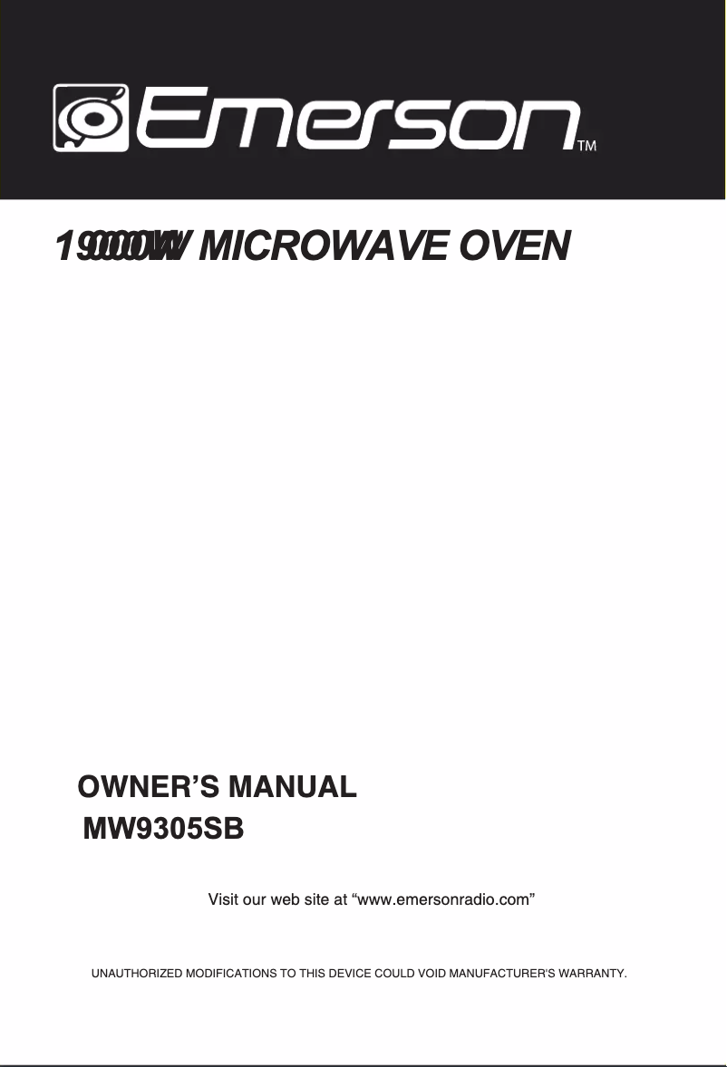 Page n°1 - Manuel utilisateur Emerson MW9305SB