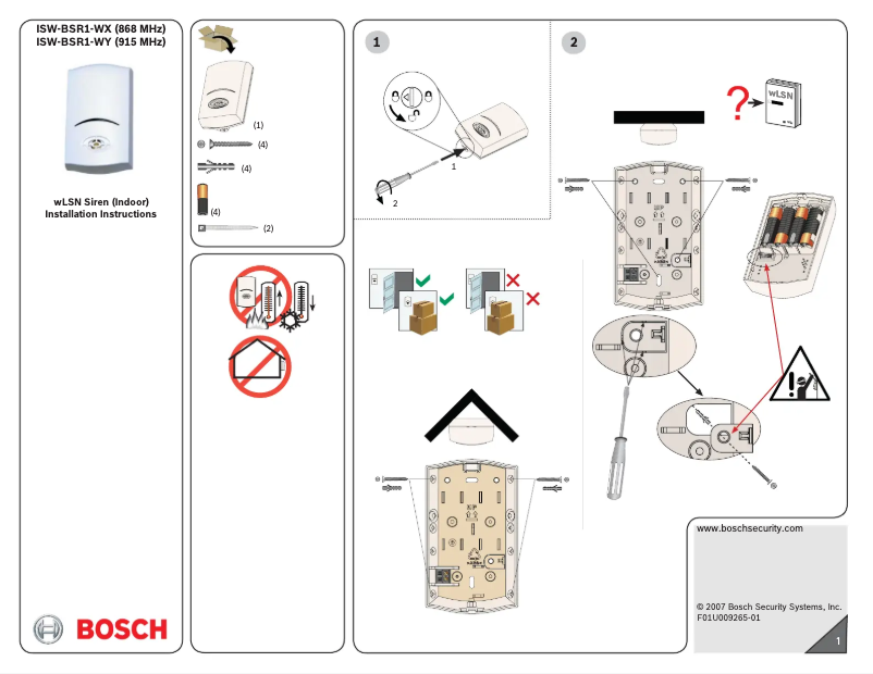 Page 1 de la notice Manuel utilisateur Bosch ISW-BSR1-WX