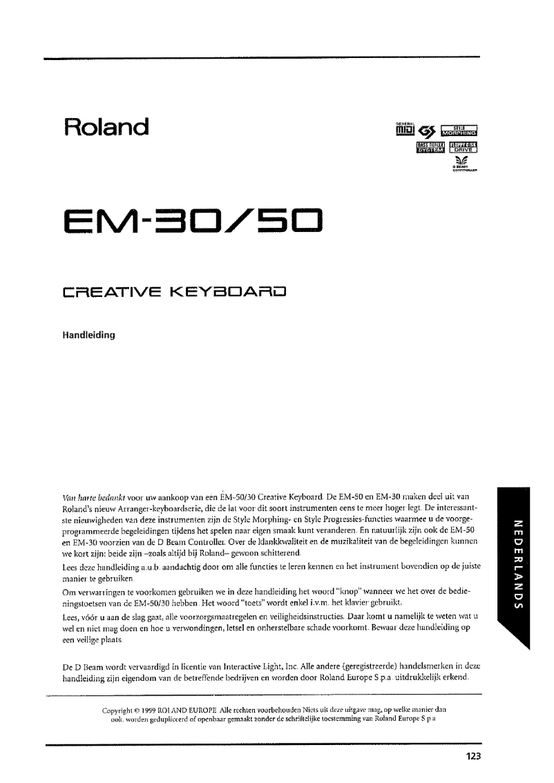 Page 1 de la notice Manuel utilisateur Roland EM-30