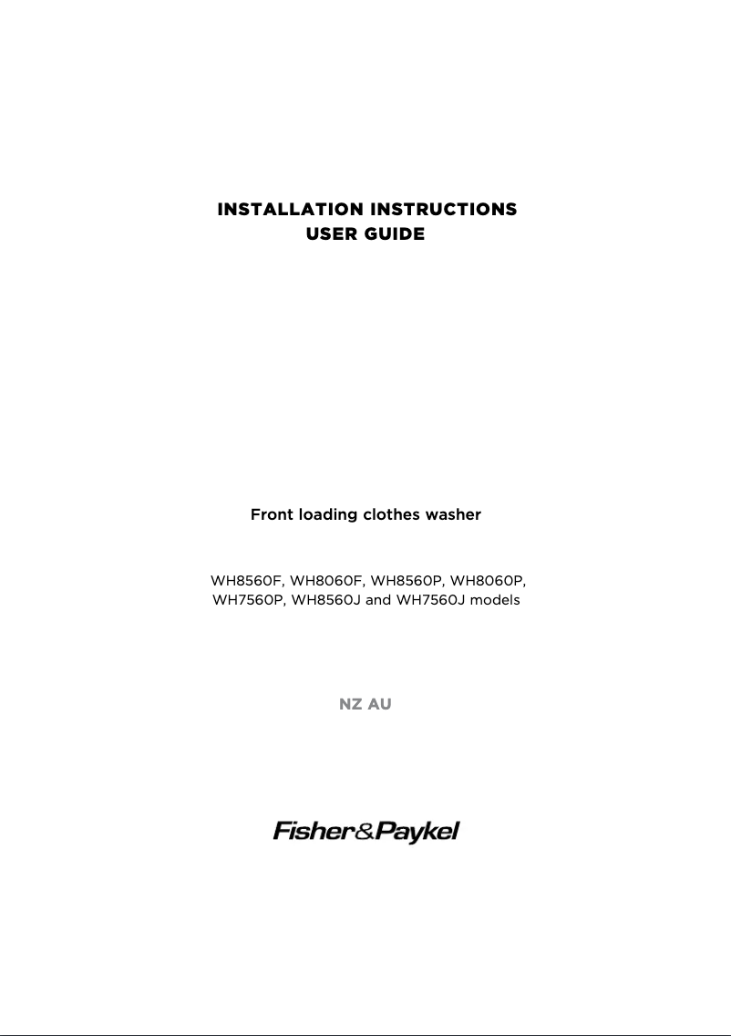 Page n°1 - Mode d'emploi Fisher & Paykel WH8560P2