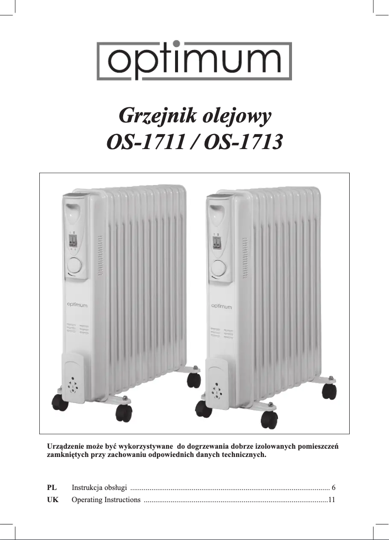 Page 1 de la notice Manuel utilisateur Optimum OS-1713