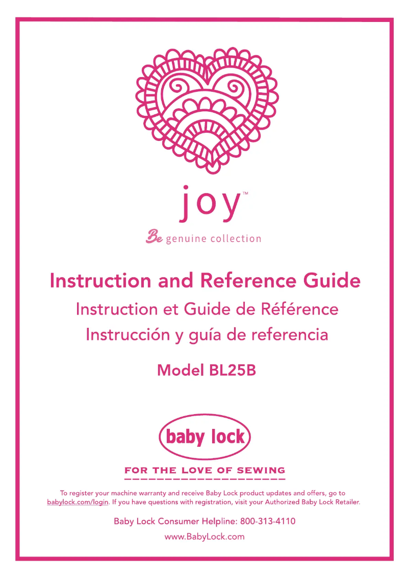 Page 1 de la notice Manuel utilisateur Baby Lock Joy