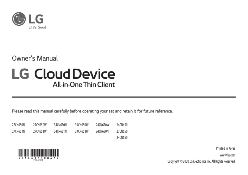 Image de la première page du manuel de l'appareil 34CN650N