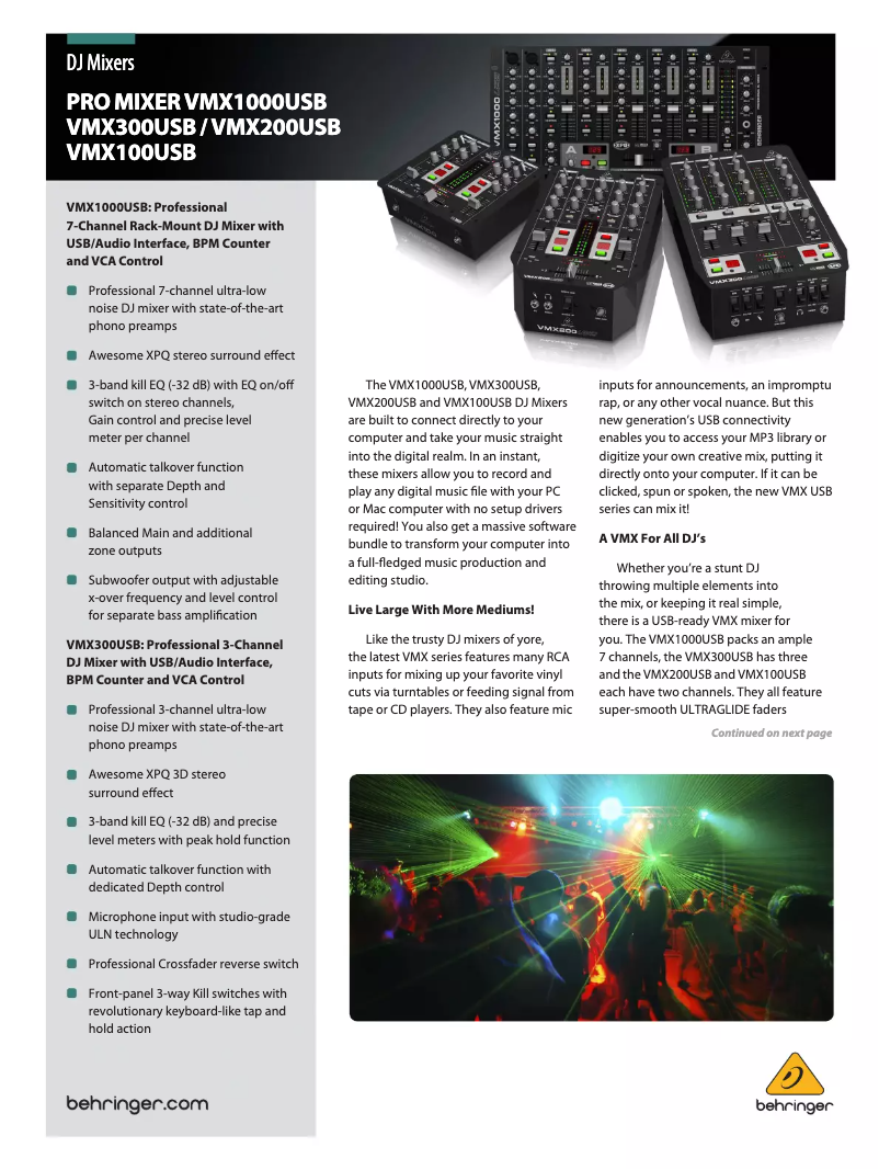 Page n°1 - Brochure Behringer VMX100USB