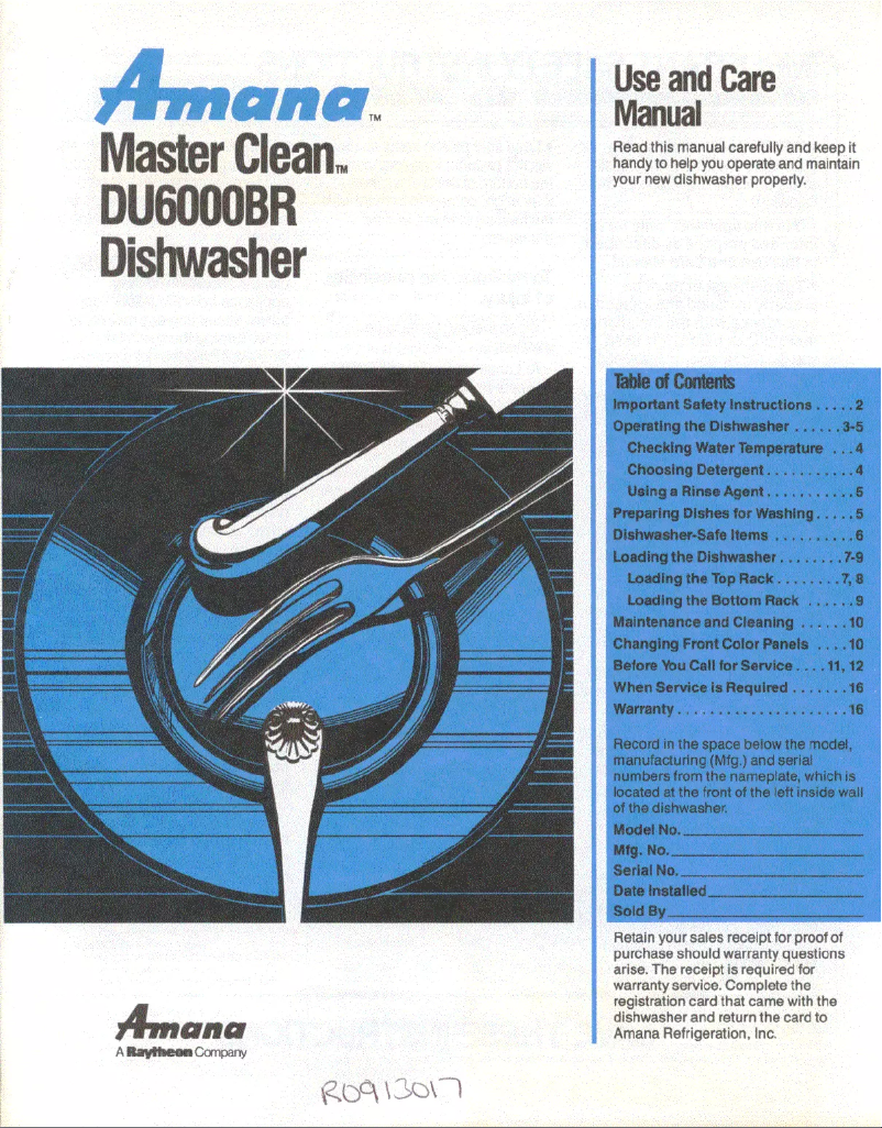 Page 1 de la notice Manuel utilisateur Amana Master Clean DU6000BR