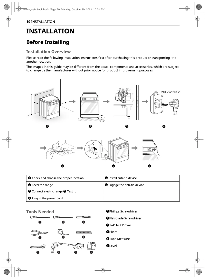 Page n°1 - Guide d'installation LG LSIL6334FE