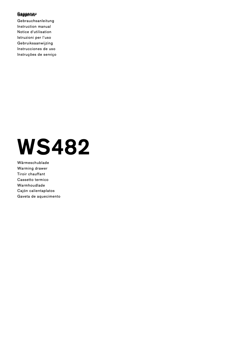 Page n°1 - Manuel utilisateur Gaggenau WS482110