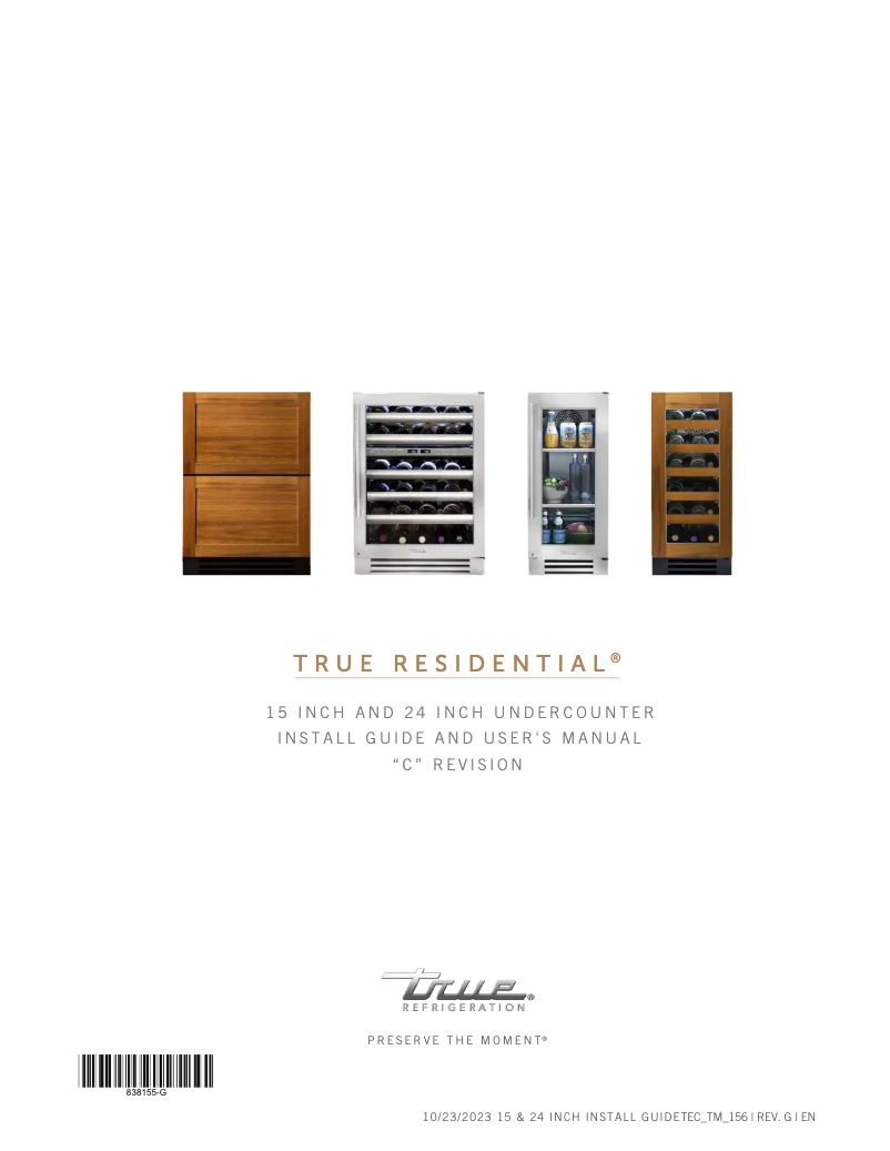 Page 1 de la notice Manuel utilisateur True TUF-24-R-SS-C