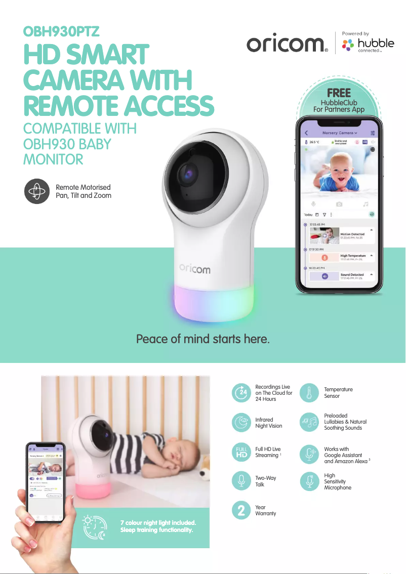 Page 1 de la notice Fiche technique Oricom OBH930PTZ