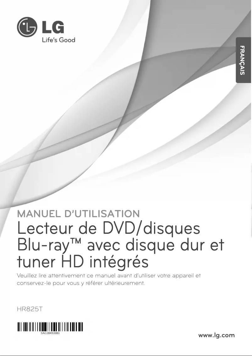 Page 1 de la notice Manuel utilisateur LG HR825T