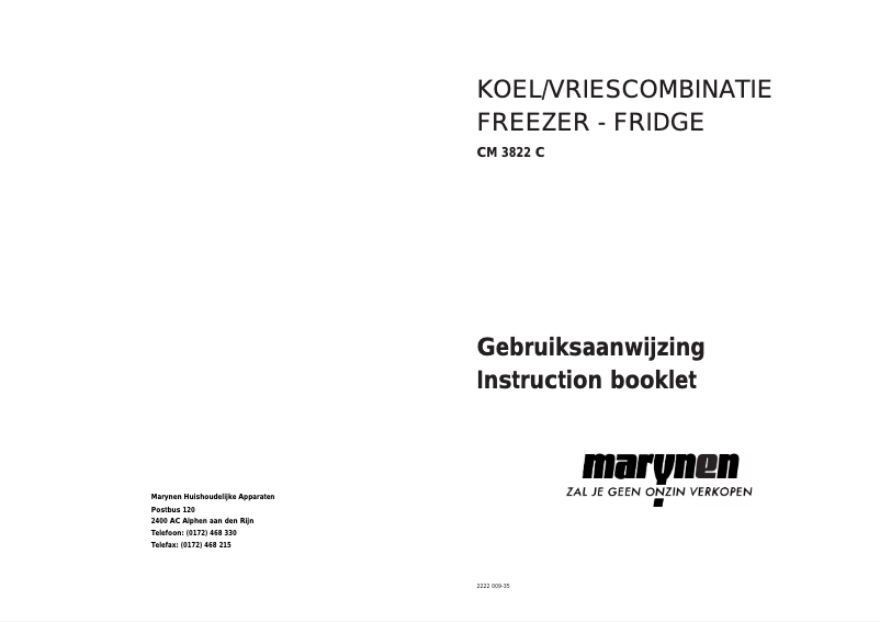 Page n°1 - Manuel utilisateur Marynen CM 3822 C