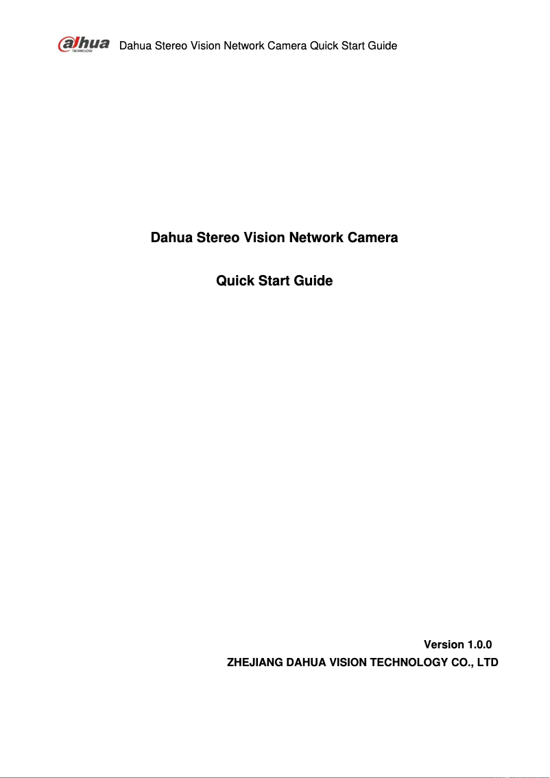 Page 1 de la notice Manuel utilisateur Dahua Technology DH-IPC-HDW8341XN-3D-S2