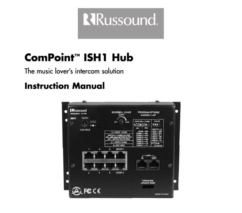 Page n°1 - Manuel utilisateur Russound ComPoint ISH1