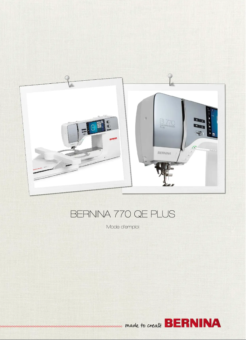 Page n°1 - Manuel utilisateur Bernina 770 QE PLUS