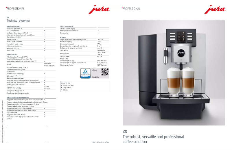 Page n°1 - Fiche technique Jura X8
