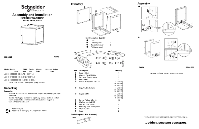 Page 1 de la notice Manuel utilisateur APC NetShelter AR106