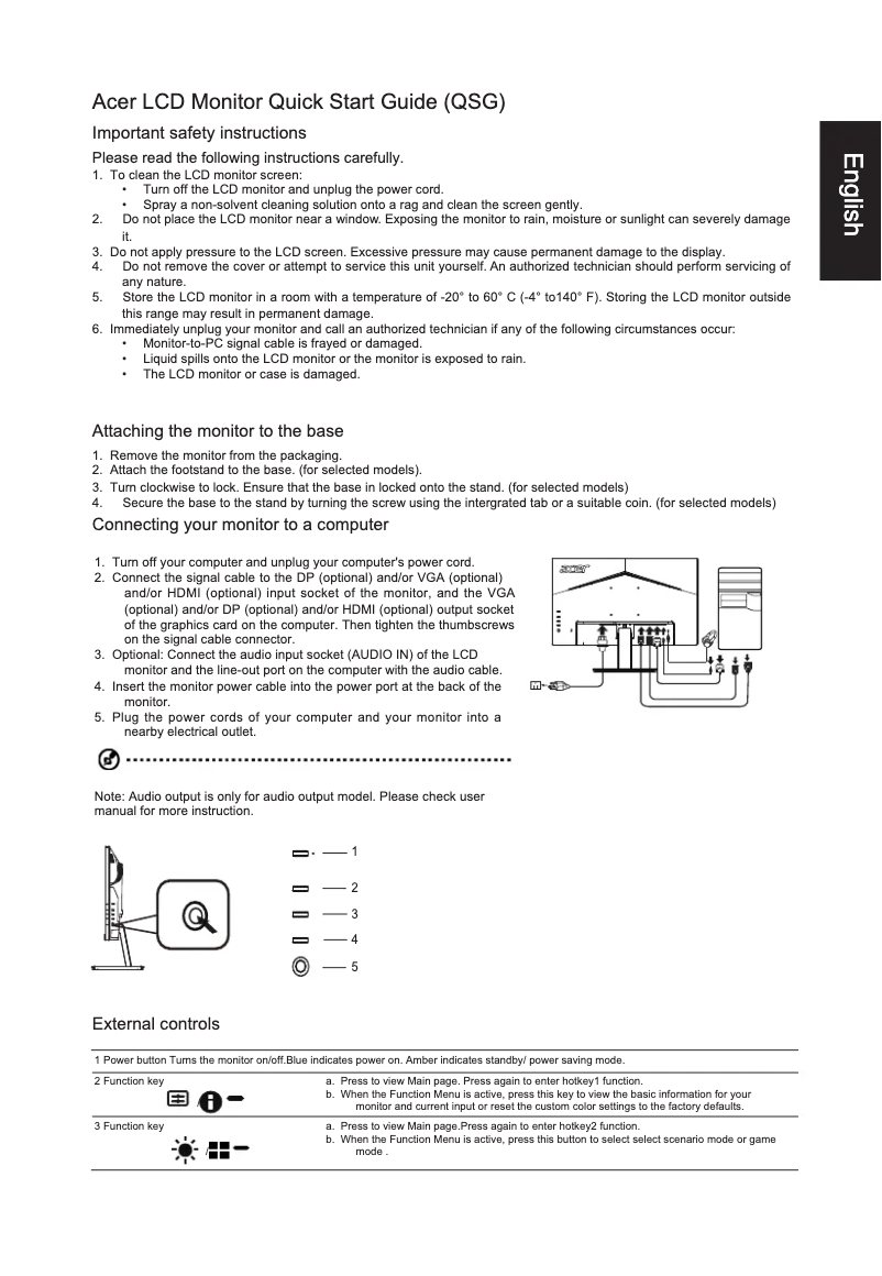 Page n°1 - Manuel utilisateur Acer V257Q