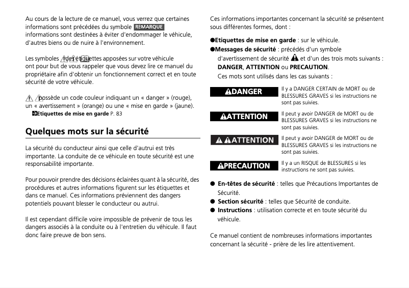 Page 1 de la notice Manuel utilisateur Honda Jazz (2019)