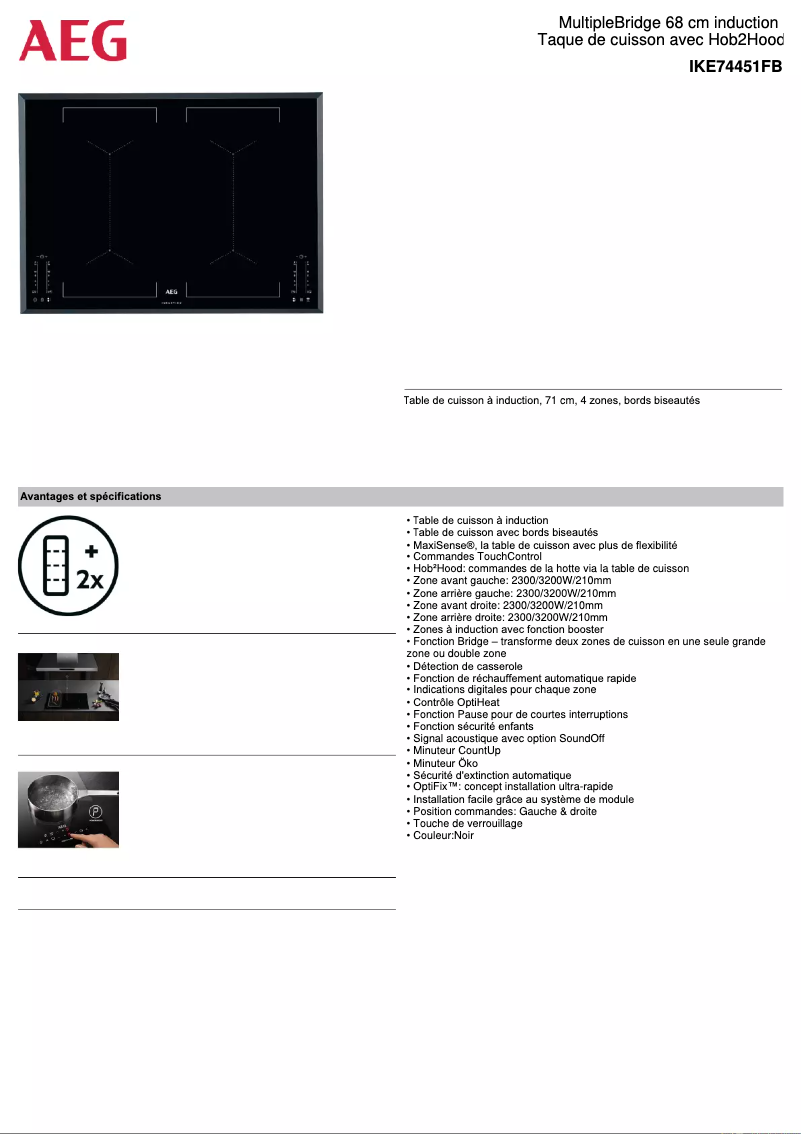Page n°1 - Fiche technique AEG IKE74451FB
