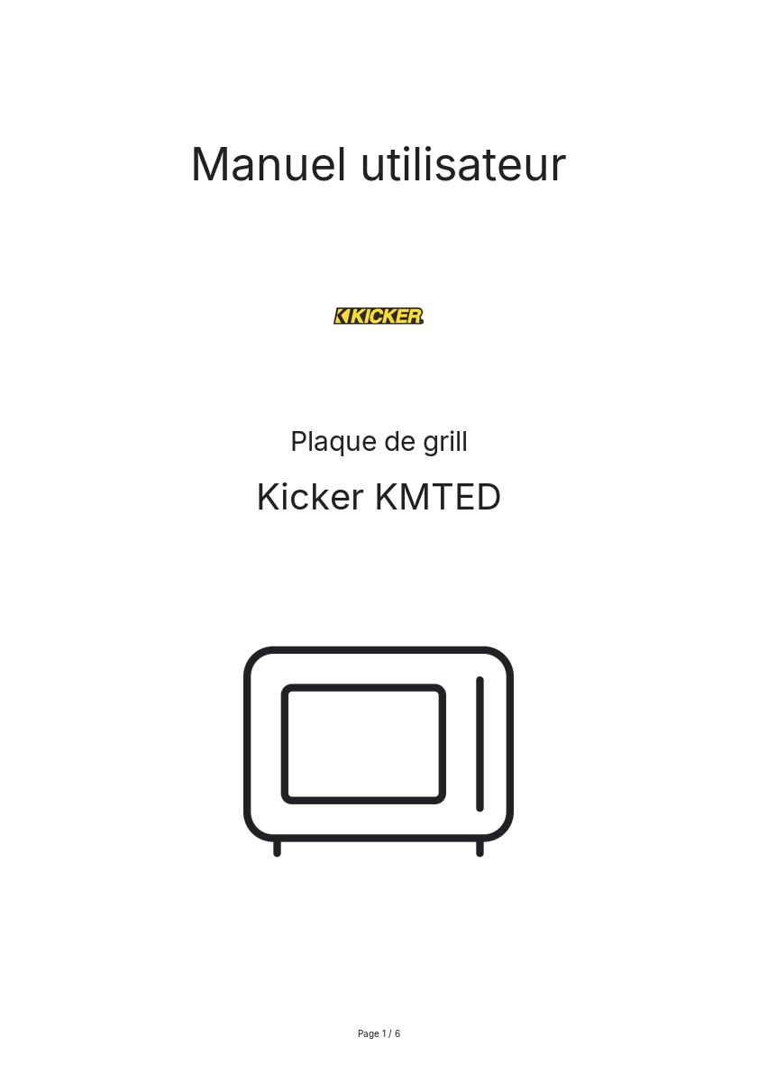Page n°1 - Manuel utilisateur Kicker KMTED
