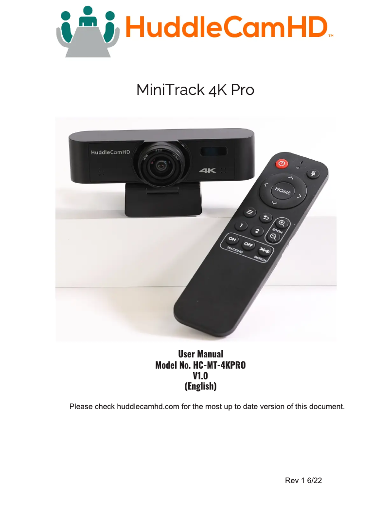 Page n°1 - Manuel utilisateur HuddleCamHD MiniTrack 4K Pro