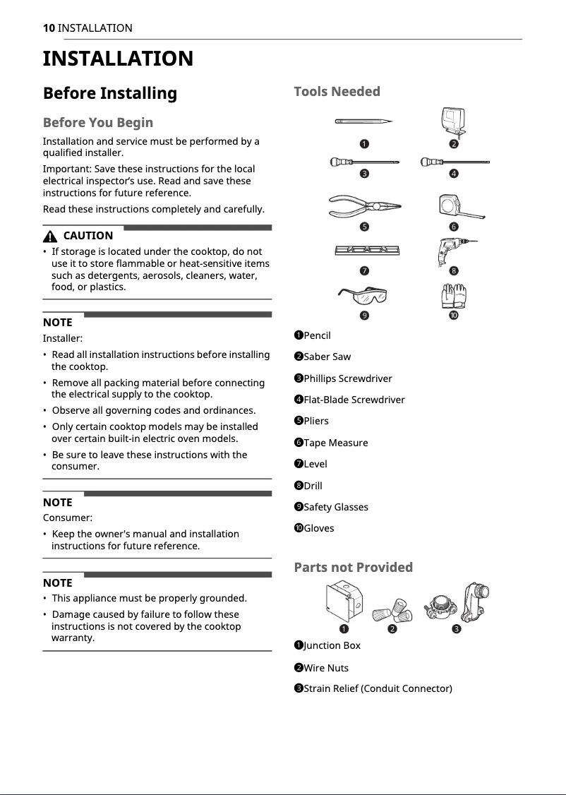Page 1 of the manual Installation Guide LG CBIH3617BE