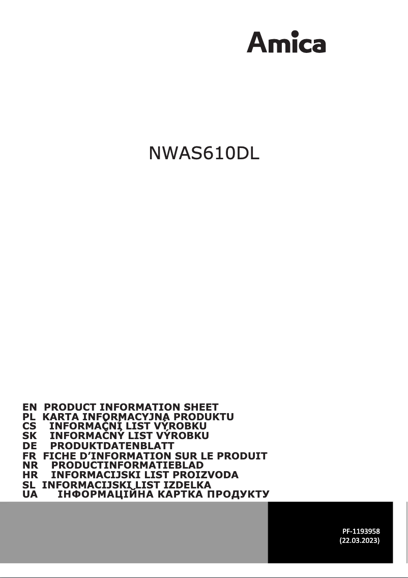 Image de la première page du manuel de l'appareil NWAS610DL