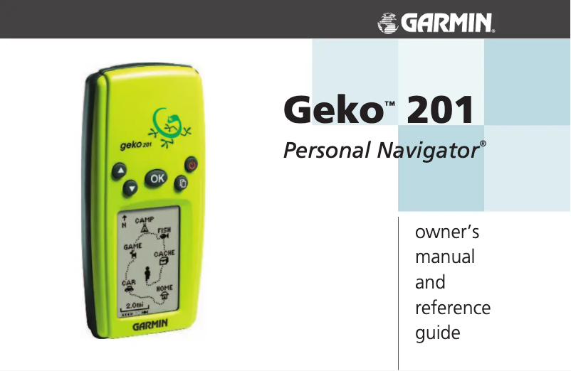 Page n°1 - Manuel utilisateur Garmin Geko 201