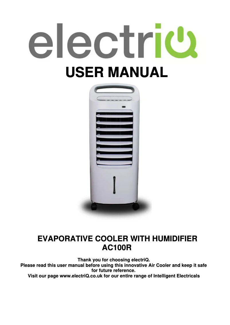 Page 1 de la notice Manuel utilisateur ElectriQ AC100R