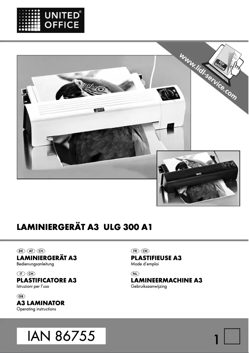 Page 1 de la notice Manuel utilisateur United Office ULG 300 A1