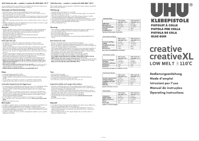 Page n°1 - Manuel utilisateur UHU LOW MELT Creative 10