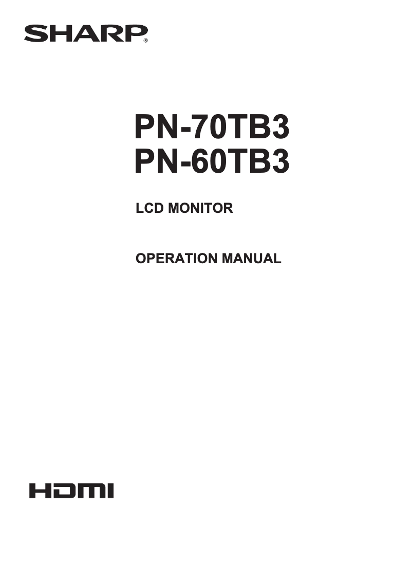 Page n°1 - Manuel utilisateur Sharp PN70TB3