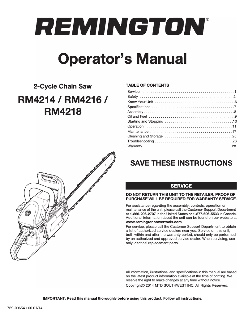 Page n°1 - Manuel utilisateur Remington RM4214