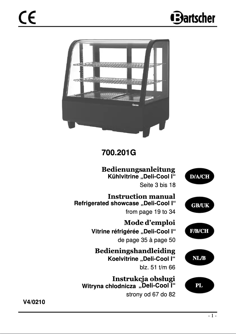 Page 1 de la notice Manuel utilisateur Bartscher 700201G