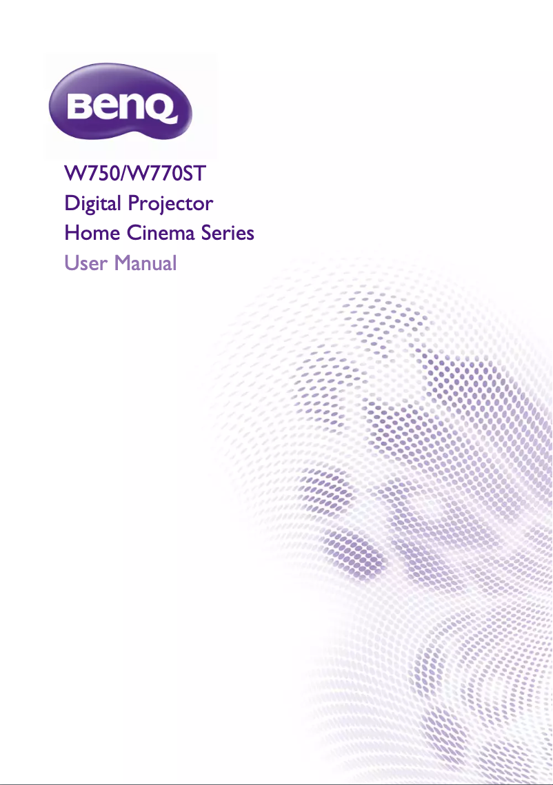 Page n°1 - Manuel utilisateur BenQ W770ST
