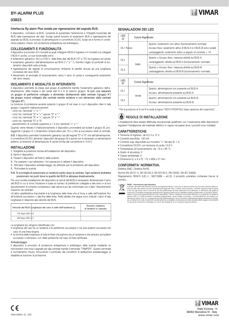 Page n°1 - Instructions / montage Vimar 03823