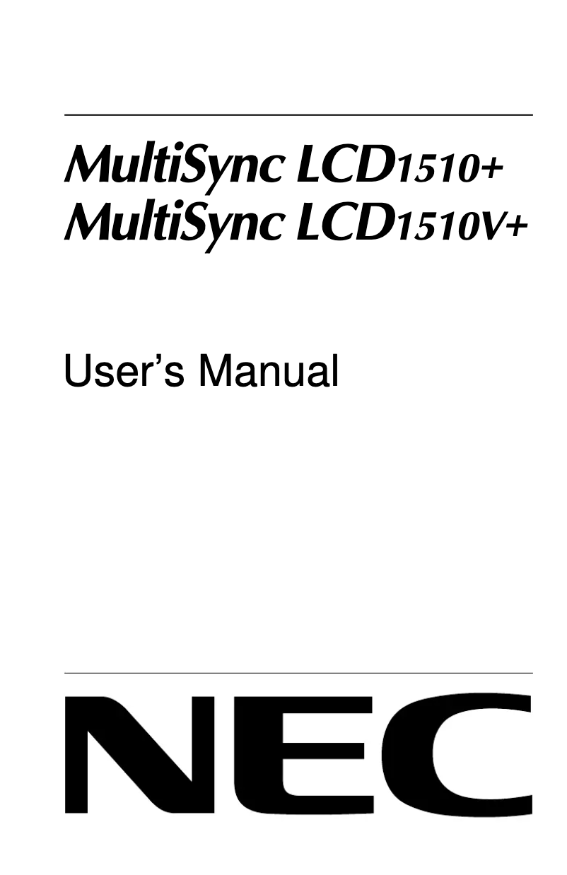 Page 1 de la notice Manuel utilisateur NEC MultiSync LCD1510+