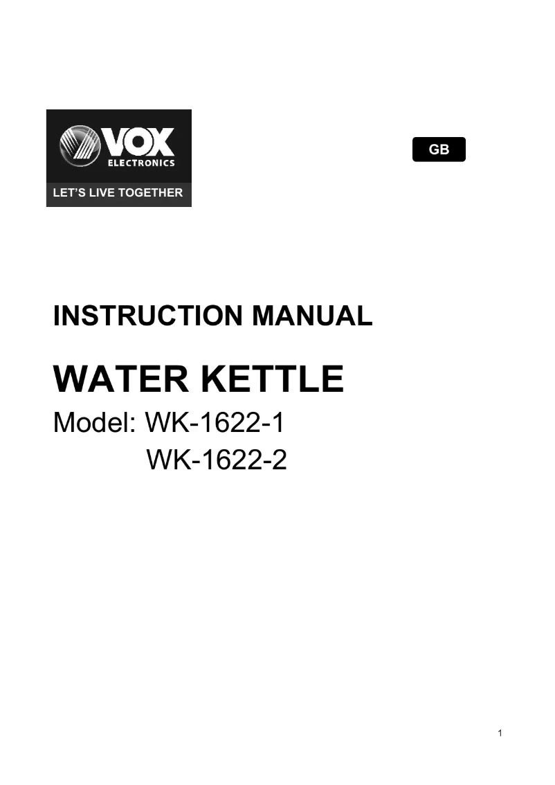Página 1 del manual Manual de usuario VOX WK1622-1