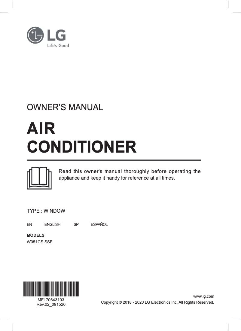Page 1 de la notice Manuel utilisateur LG W051CS