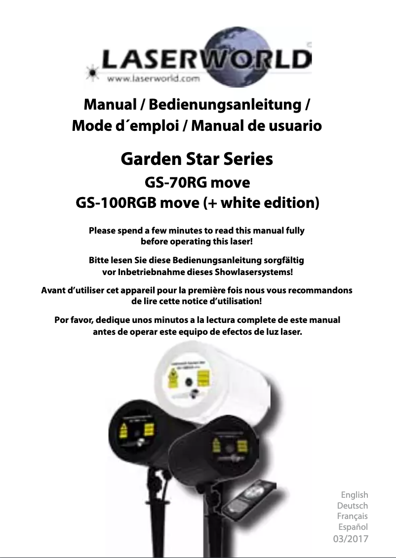 Page 1 de la notice Manuel utilisateur Laserworld GS-100RGB move