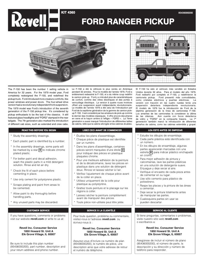Page n°1 - Manuel utilisateur Revell Ford Ranger Pickup