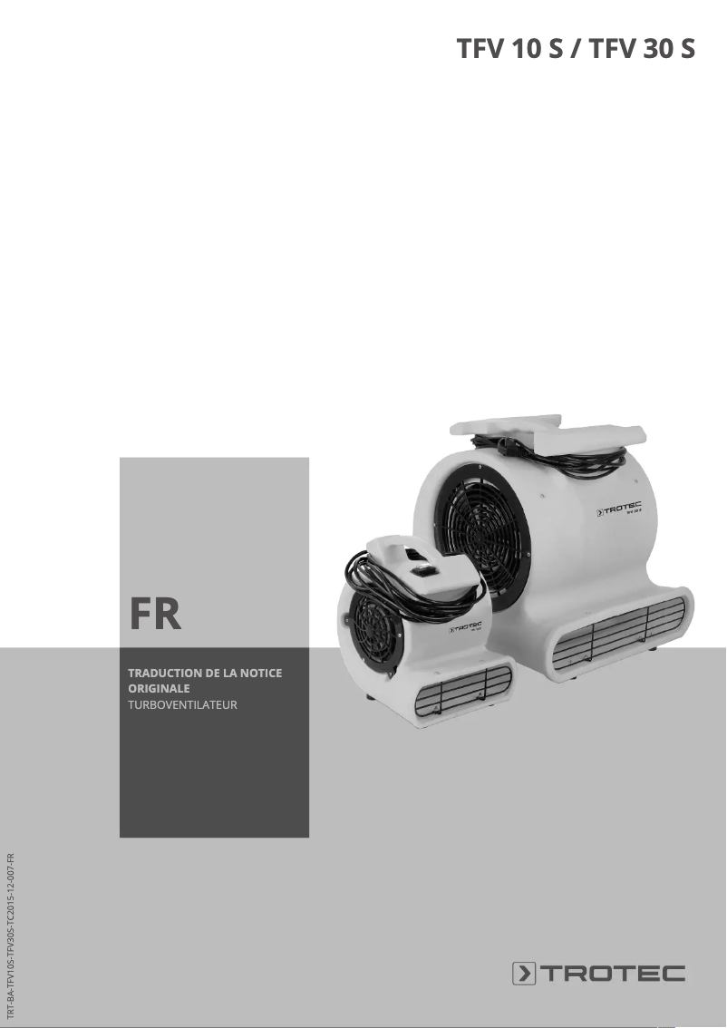 Page 1 de la notice Manuel utilisateur Trotec TFV 10 S