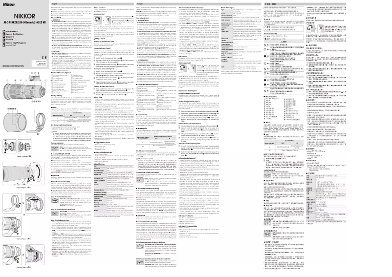 Page 1 de la notice Manuel utilisateur Nikon AF-S Nikkor 200-500mm f/5.6E ED VR