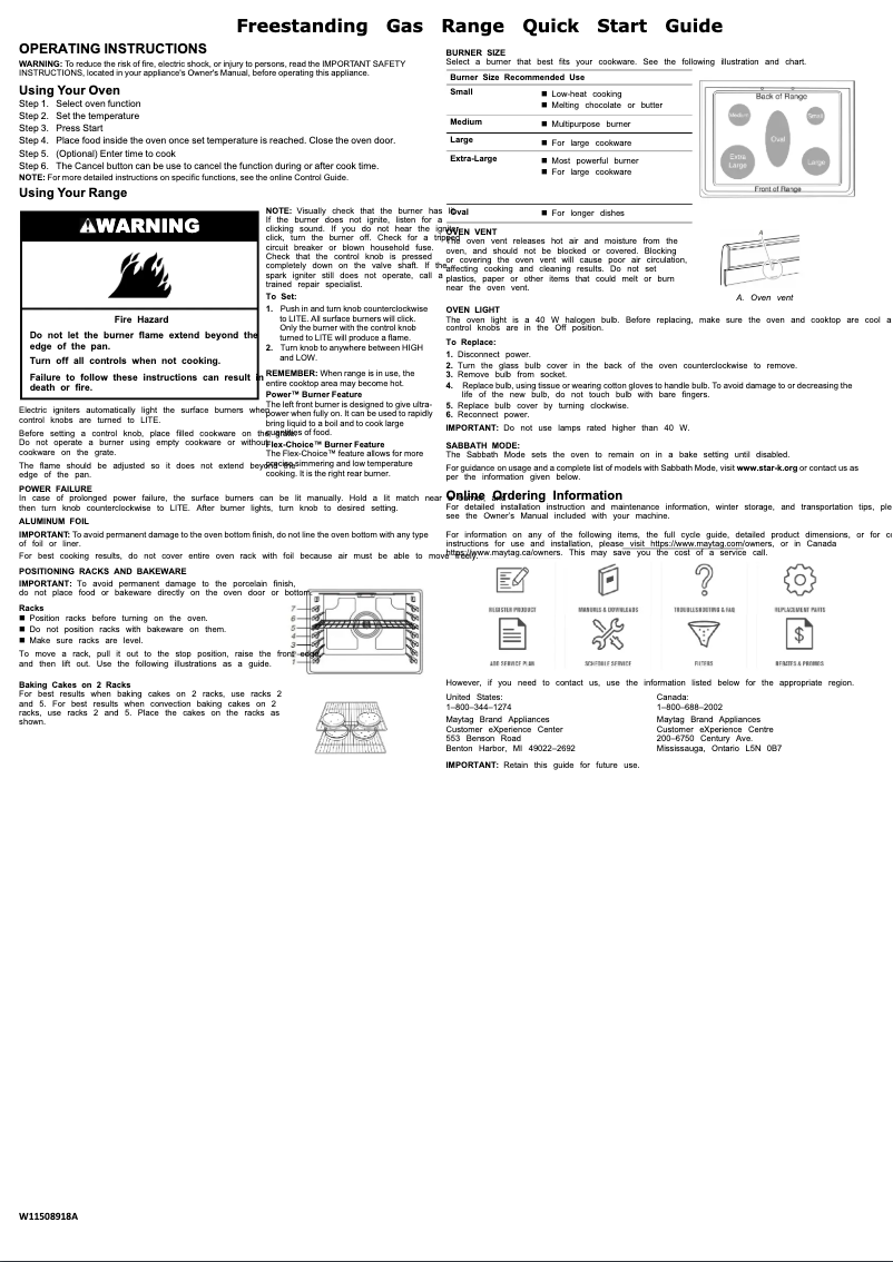 Page n°1 - Guide de démarrage rapide Maytag MGR8800FZ