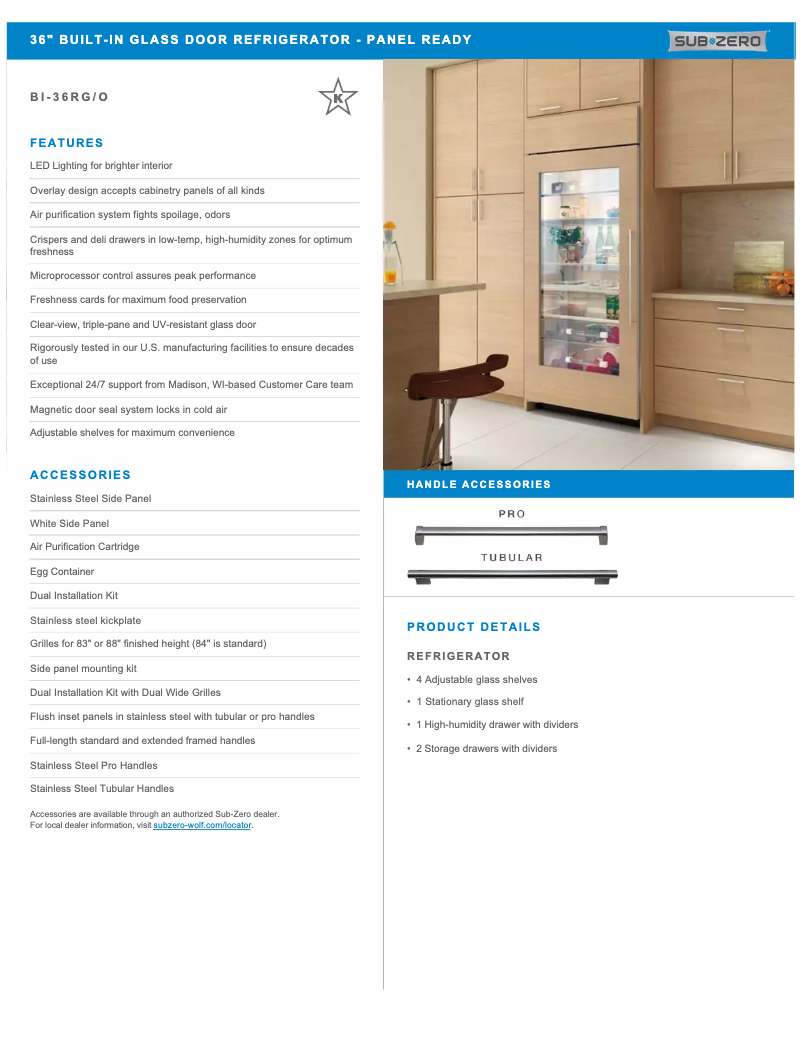 Page n°1 - Manuel utilisateur Sub-Zero BI-36RG/O-RH