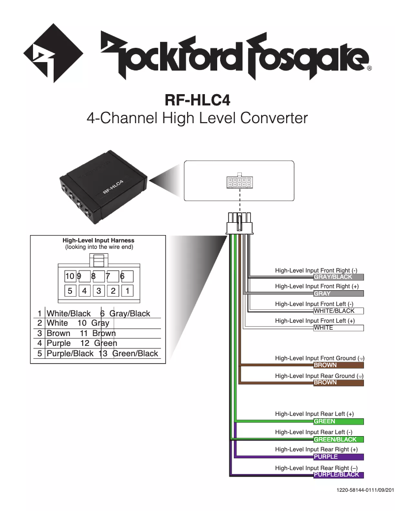 Page n°1 - Guide d'installation Rockford Fosgate RF-HLC4