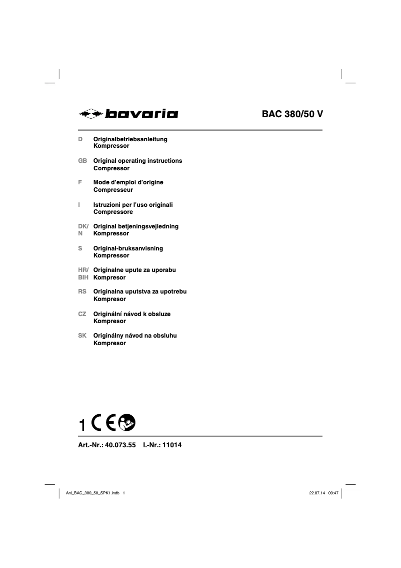 Page n°1 - Manuel utilisateur Bavaria BAC 380/50