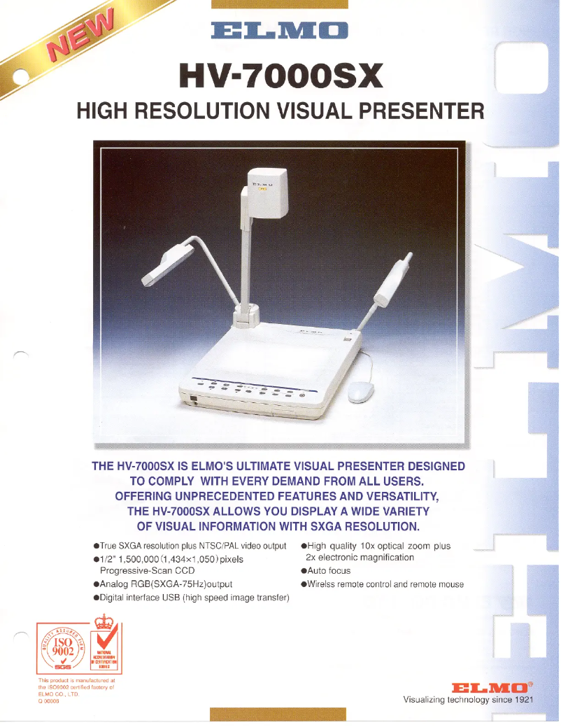 Page 1 de la notice Brochure Elmo HV-7000SX