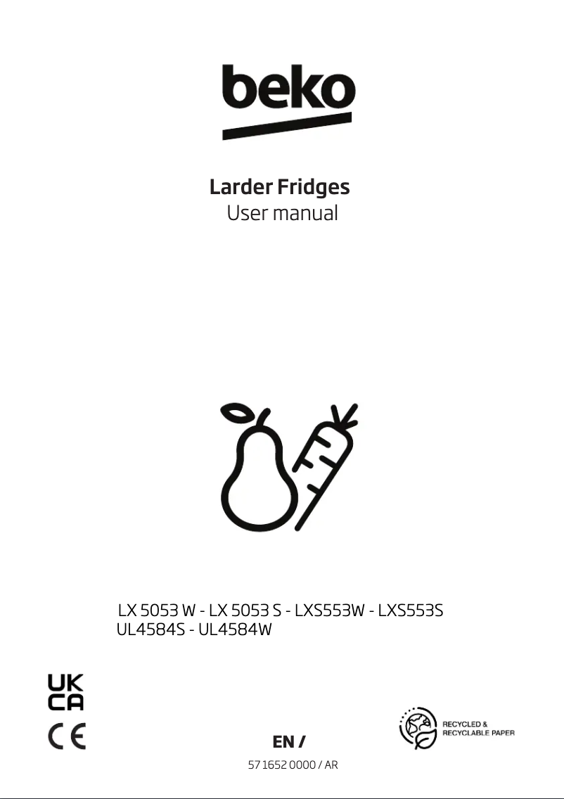 Page 1 de la notice Manuel utilisateur Beko UL4584S