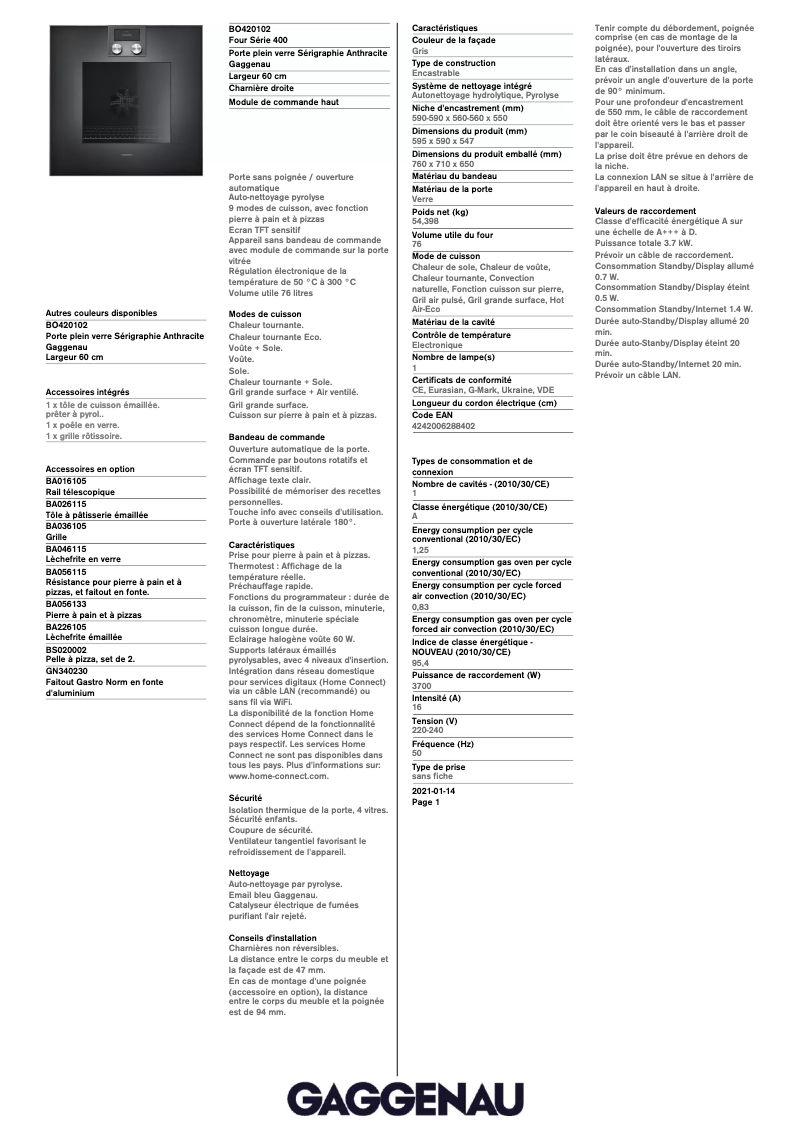 Image de la première page du manuel de l'appareil BO420102